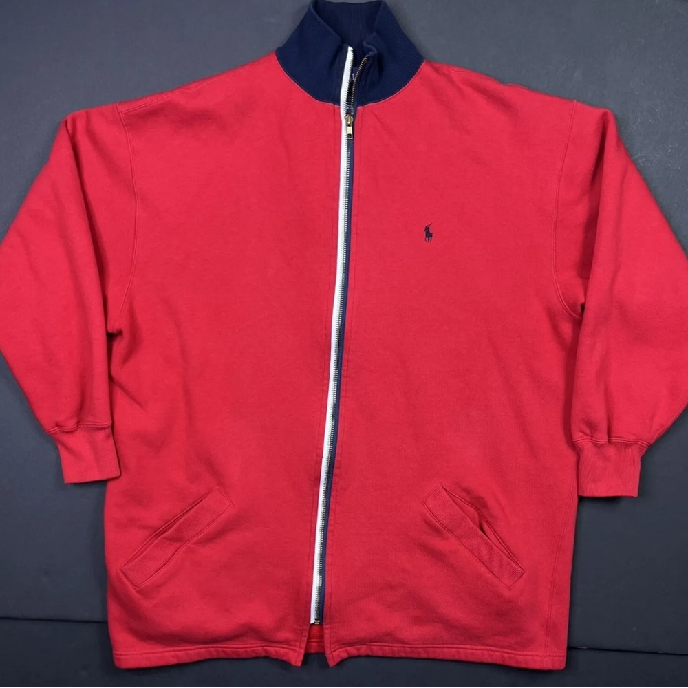 Polo Ralph Lauren Red Fleece Zip Up Jacket - Small - Long Sleeve - Picture 1 of 9